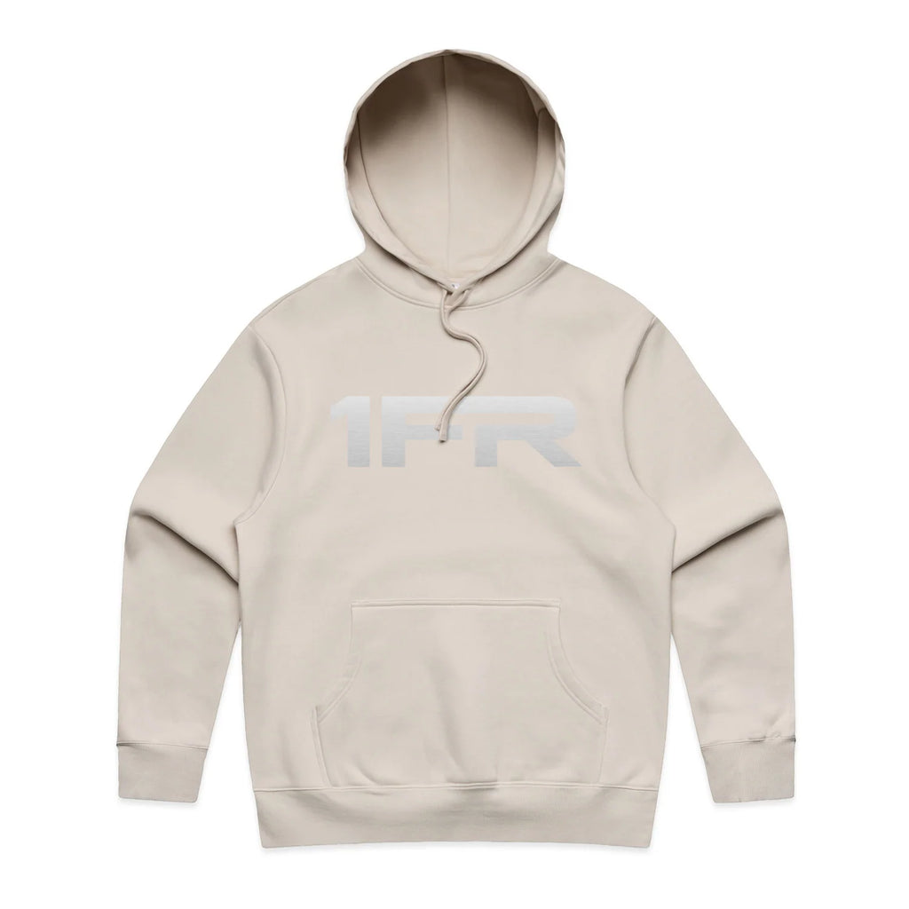 1FR Heavy Hood in Bone with minimal logo