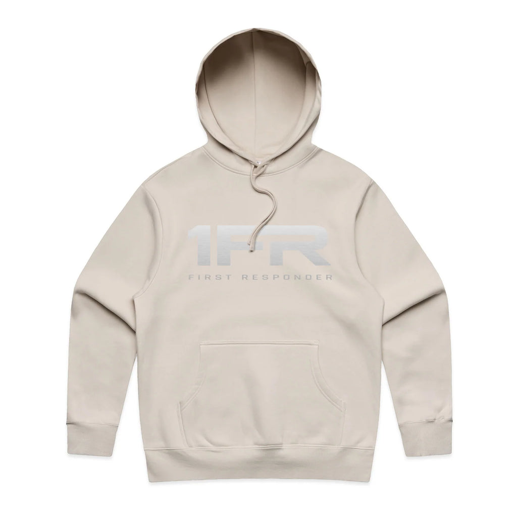 1FR Heavy Hood in Bone with full First Responder logo